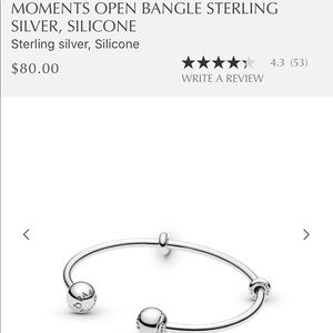 Pandora Open Bangle Sterling Silver, Silicone